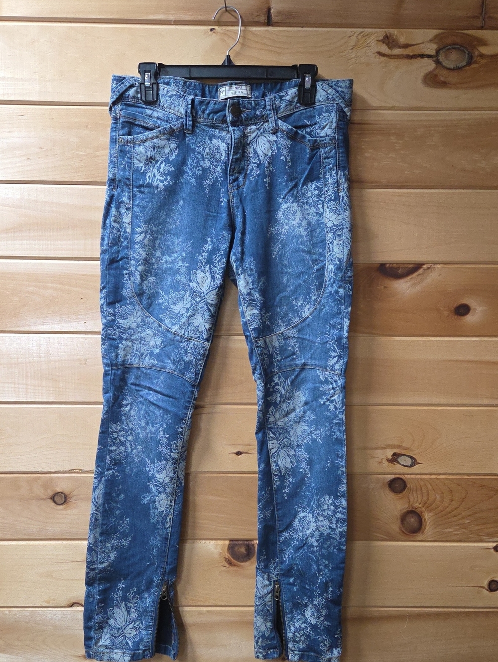 Free People Blue Floral Skinny Jeans